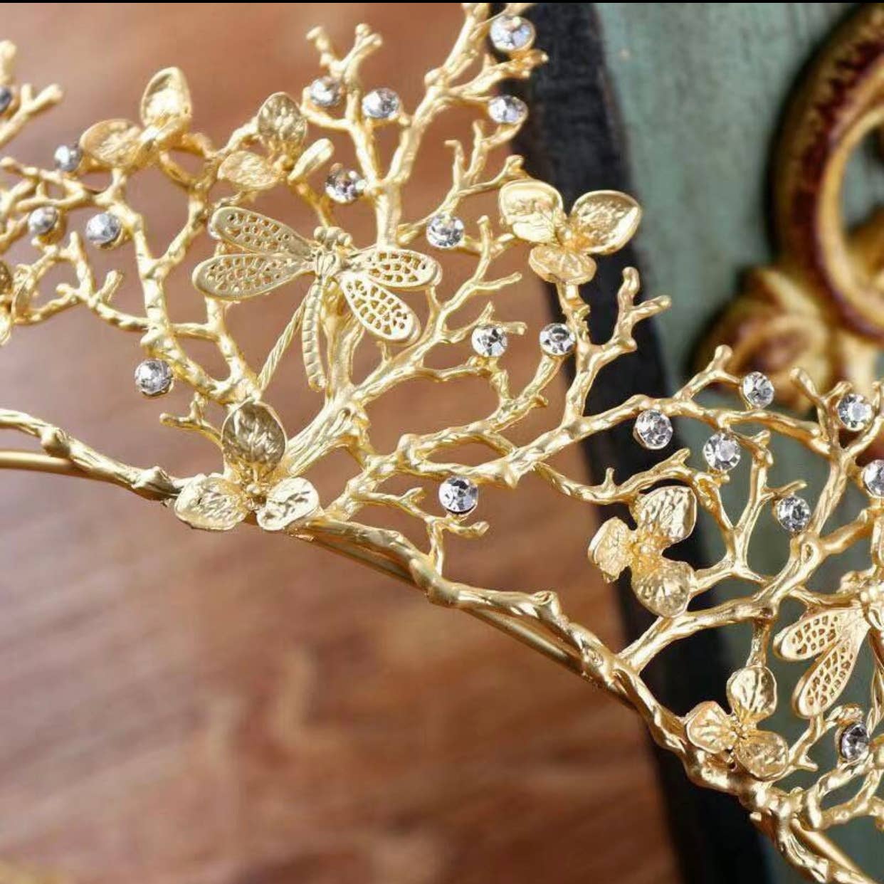 Gold Dragonfly Tiara