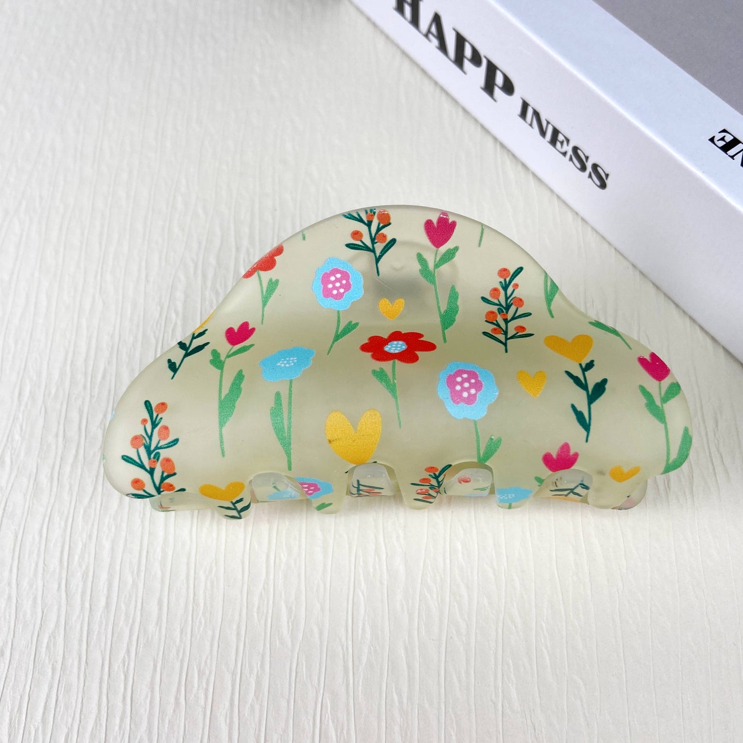 Frosted Floral Hair Claw Clip