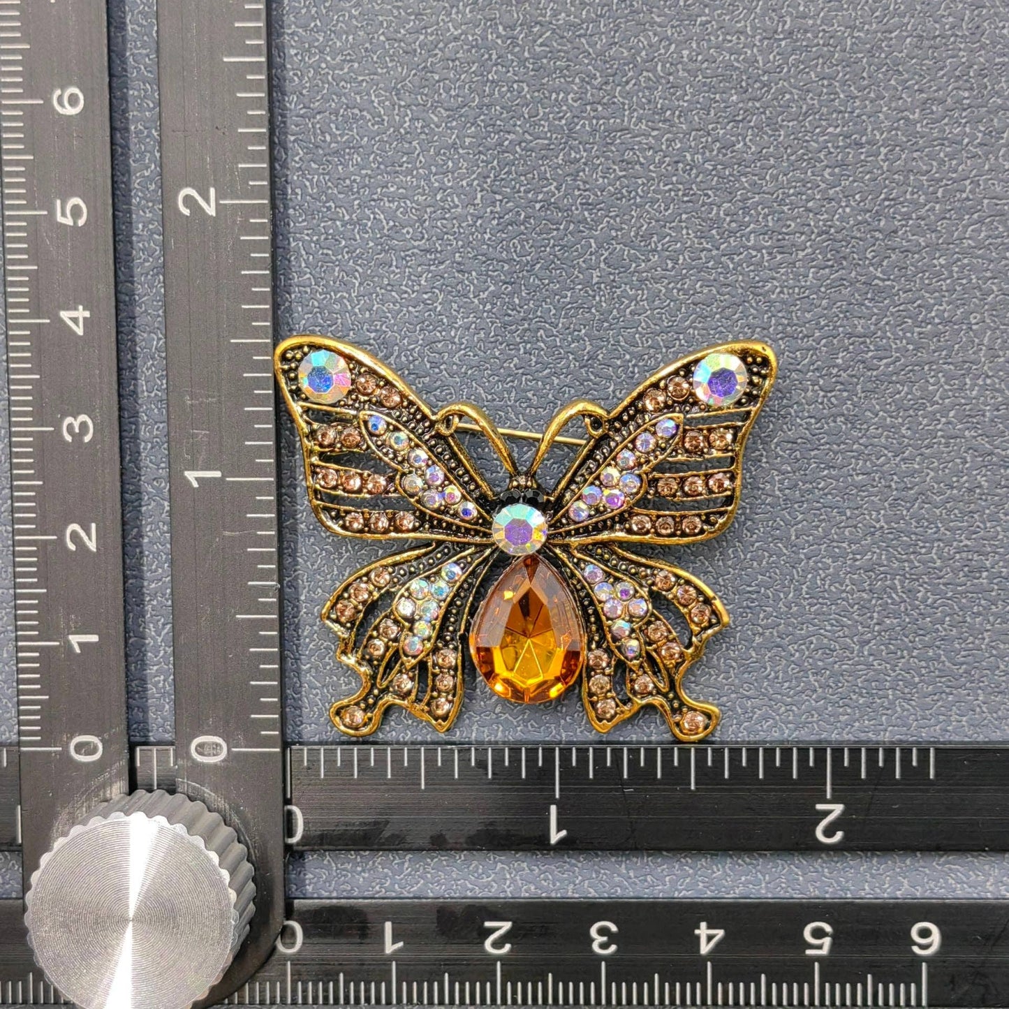 Vintage Rhinestone Butterfly Brooch