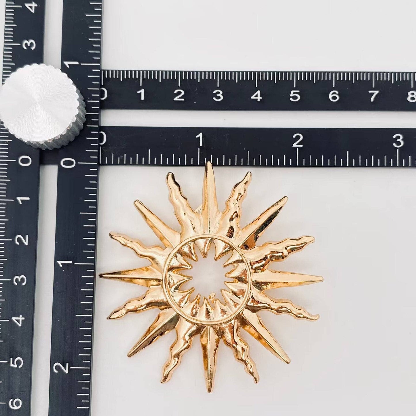 Vintage Metal Hollow Sun Brooch
