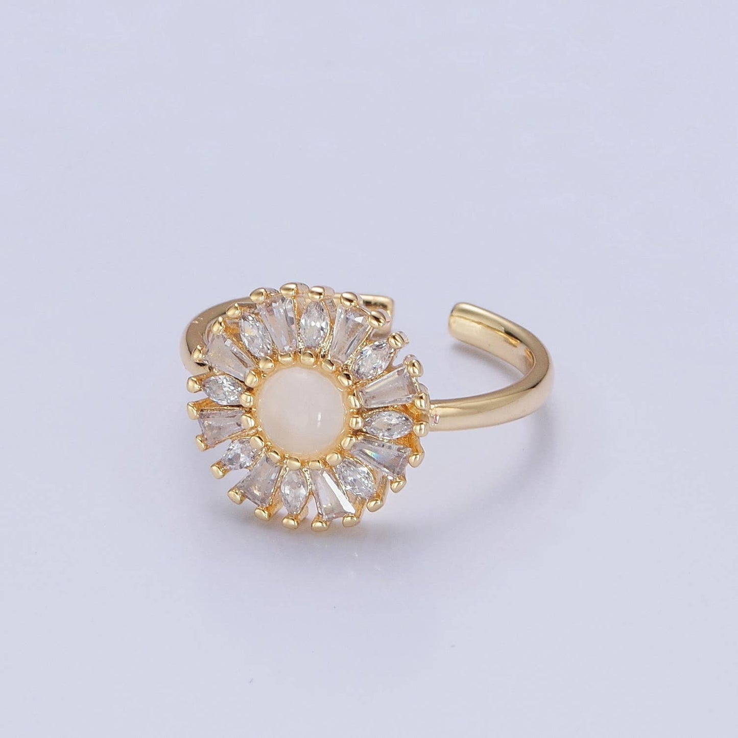 Micro Pave Gold Nourished Sun Flower Promise Ring