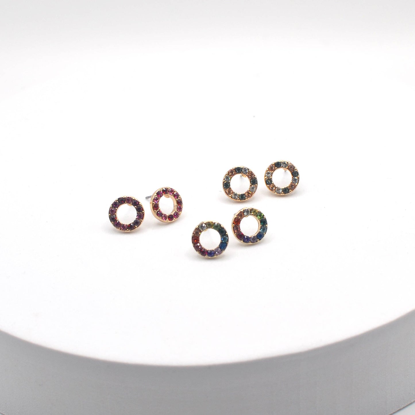 Mini Open Round Minimal Dainty Post Stud Earrings