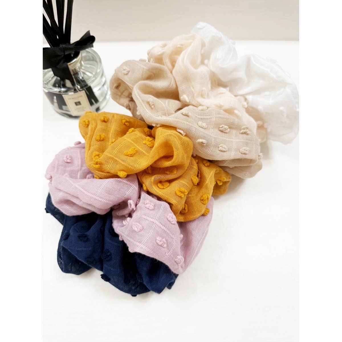 Pompom Textured Soft Tone Jumbo Scunchie