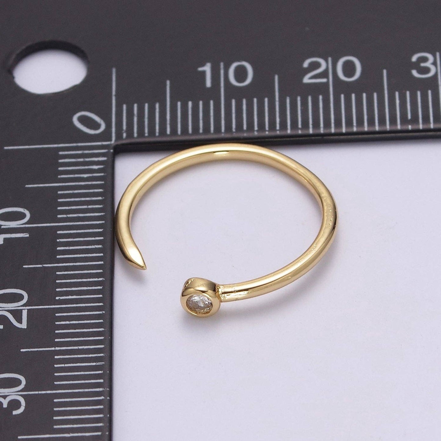 Dainty Cz Circle End Gold Cuff Ring