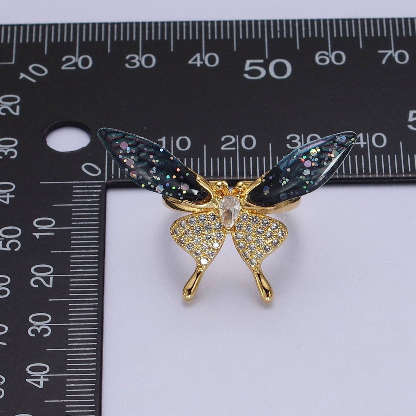 Elegant Aesthetic Micro Pave Butterfly Adjustable Ring