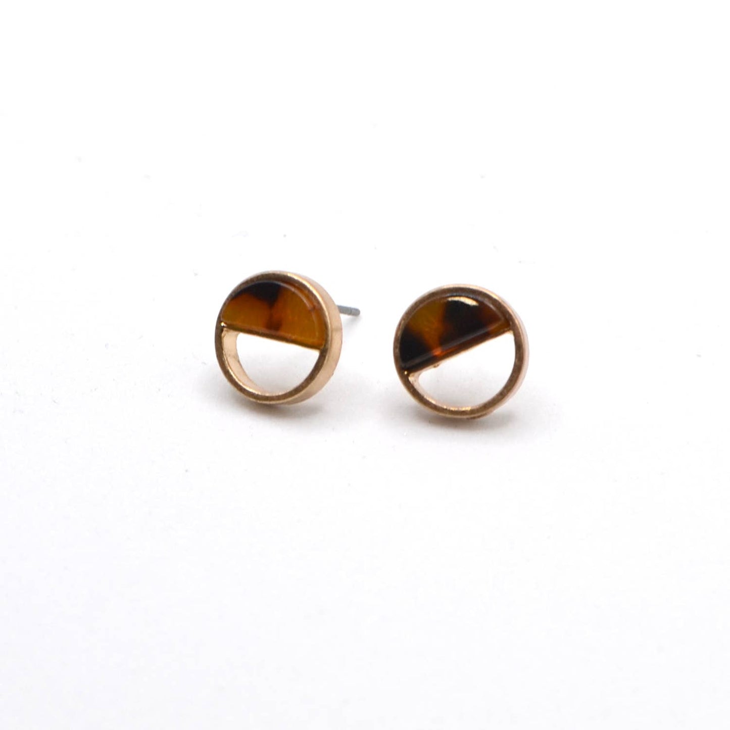 Howlite Stud Earrings Round Cut Brushed Button Earrings