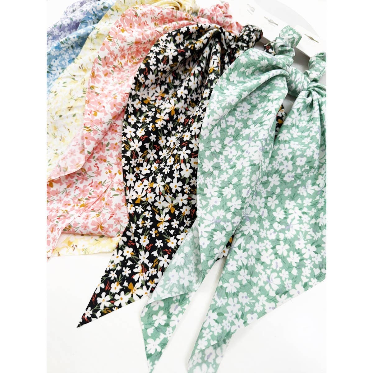 Floral Print Long Tail Hair Scrunchie