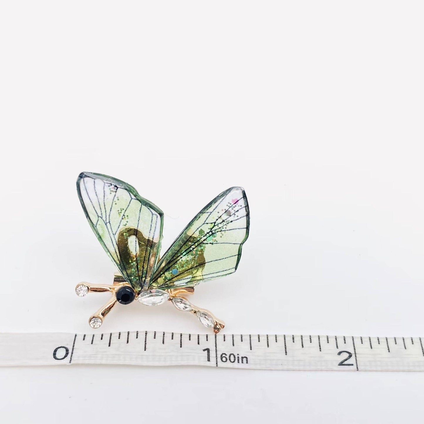 Resin Wings Rhinestone Butterfly Brooch