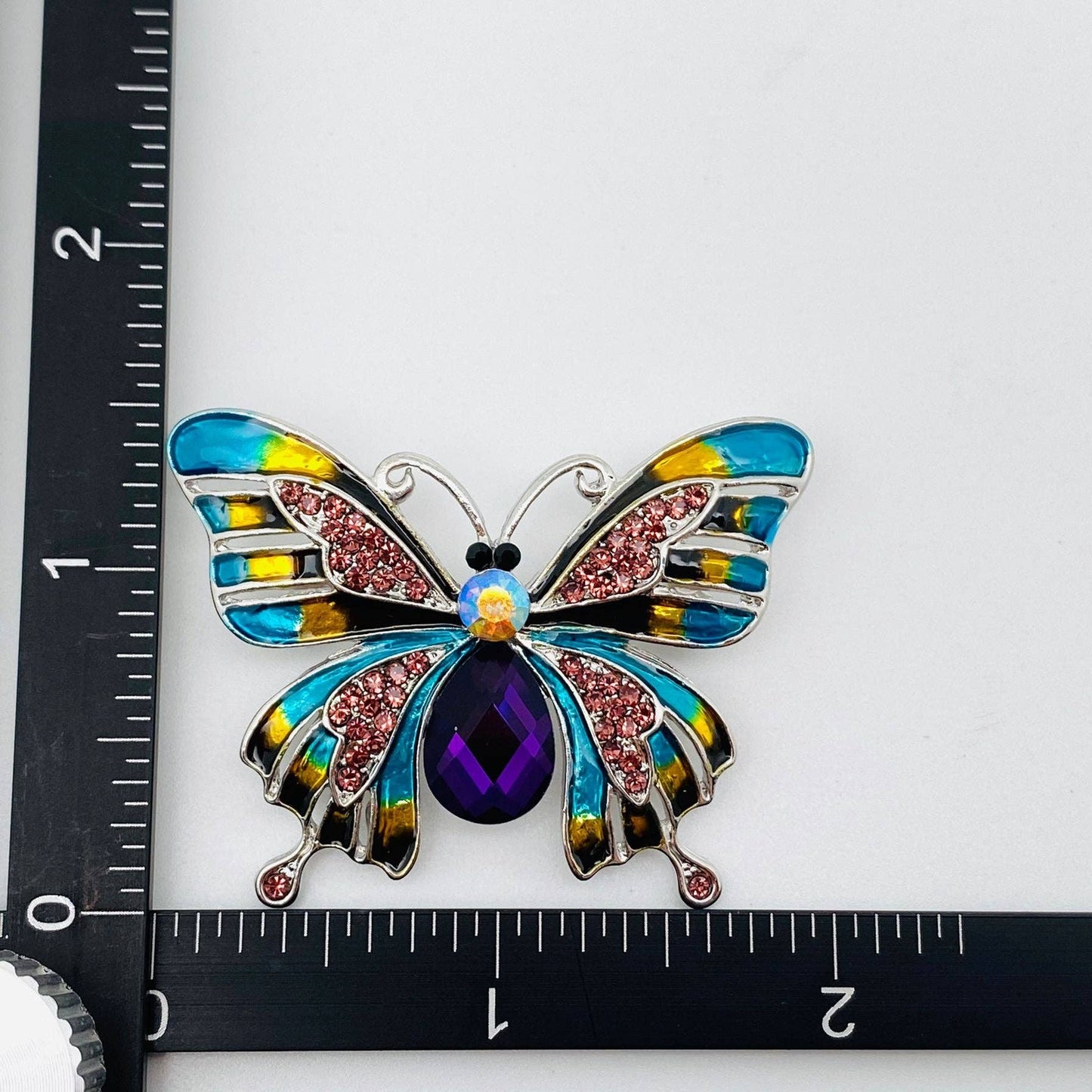 Colored Enamel Rhinestone Butterfly Brooch