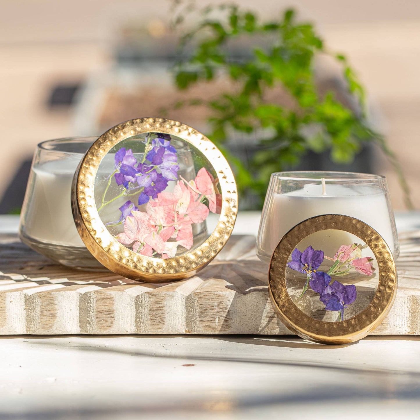 Roman Lavender Medium Pressed Floral Candle