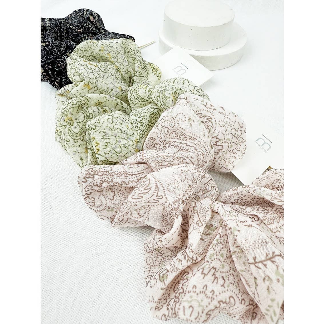 Elegant Paisley Soft Tone Chiffon Scrunchies