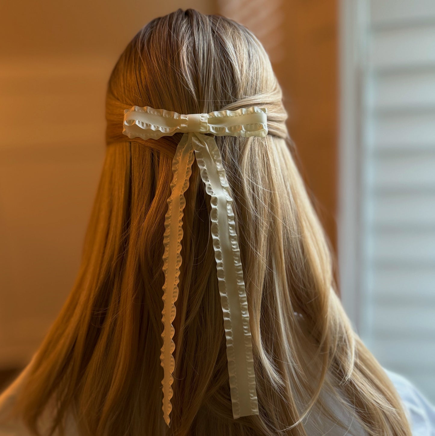 Slim Frilled Bow Hair Clip Set of 3