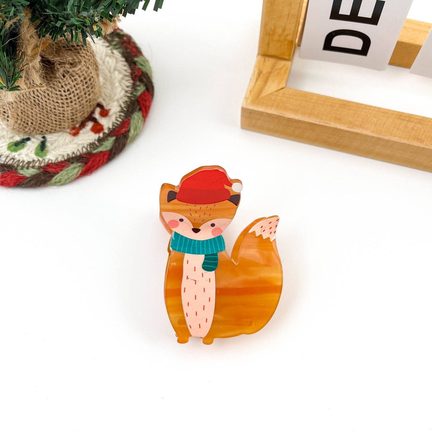 Winter Scarf Animal Acrylic Printed Christmas Hair Claw Clip