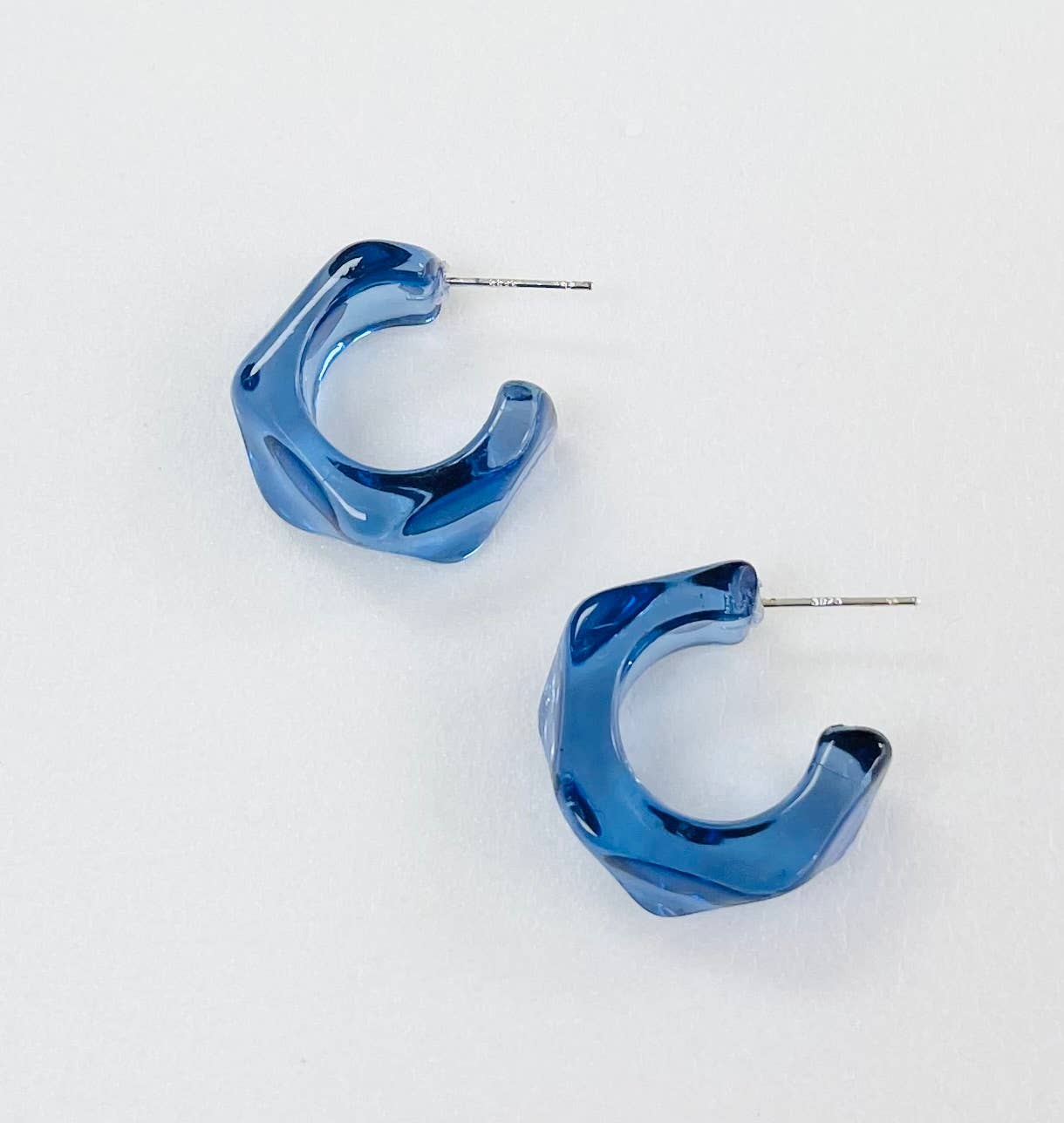 Resin Clear Geometric C Hoop Minimal Earrings