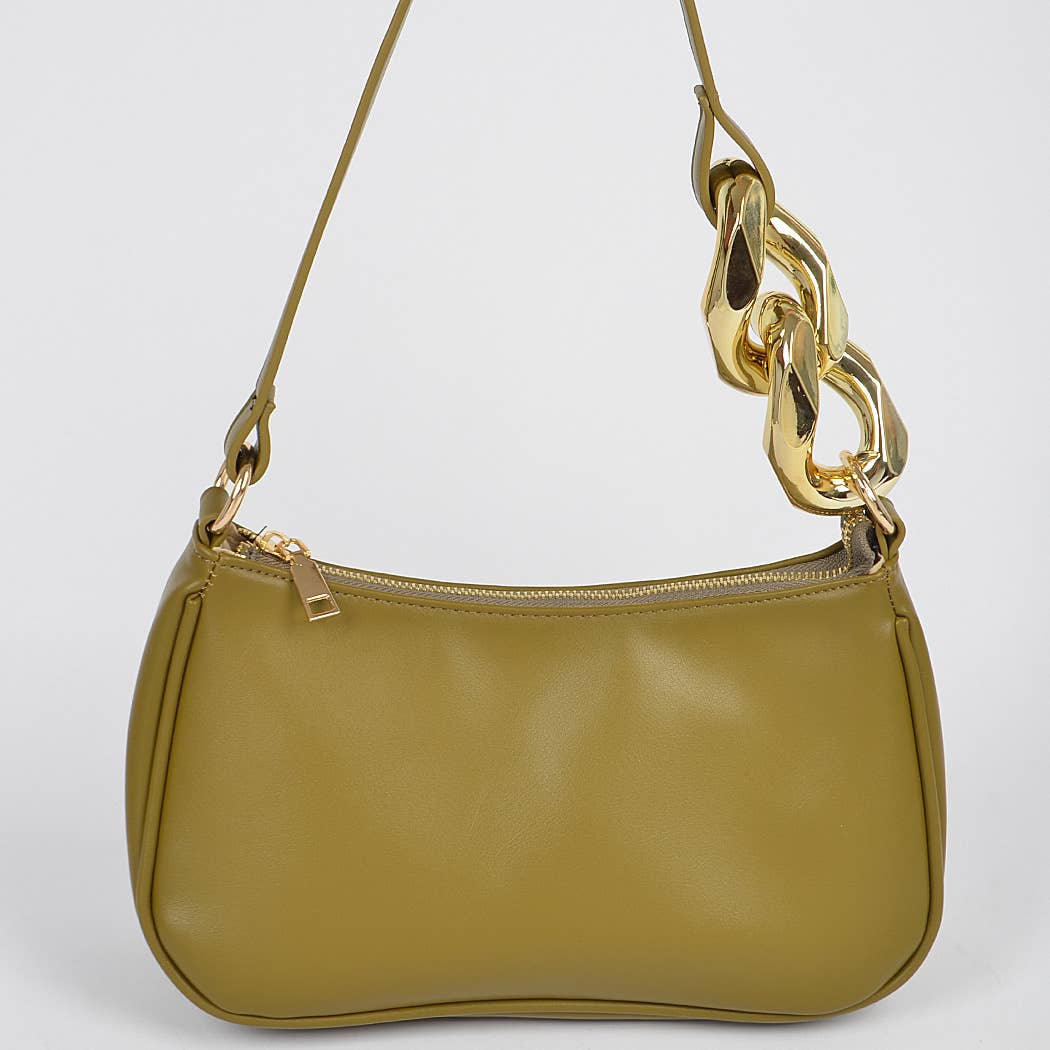 Mossglint Shoulder Bag | Faux Leather Simple Shoulder Bag