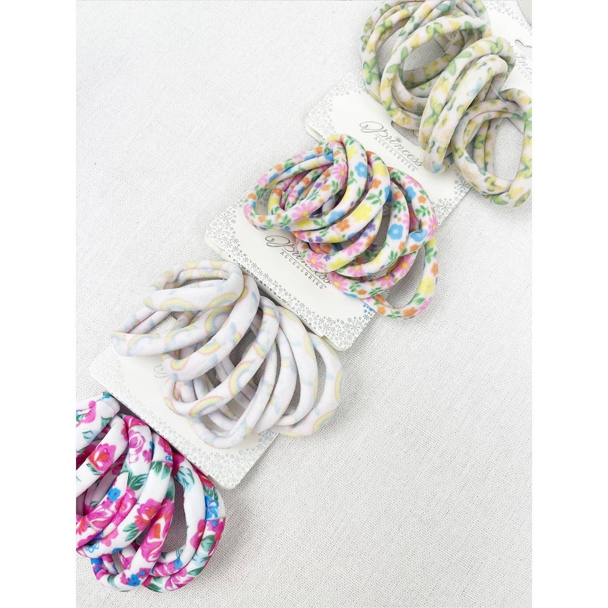 Assorted Flower and Rainbow Print Hair Ties