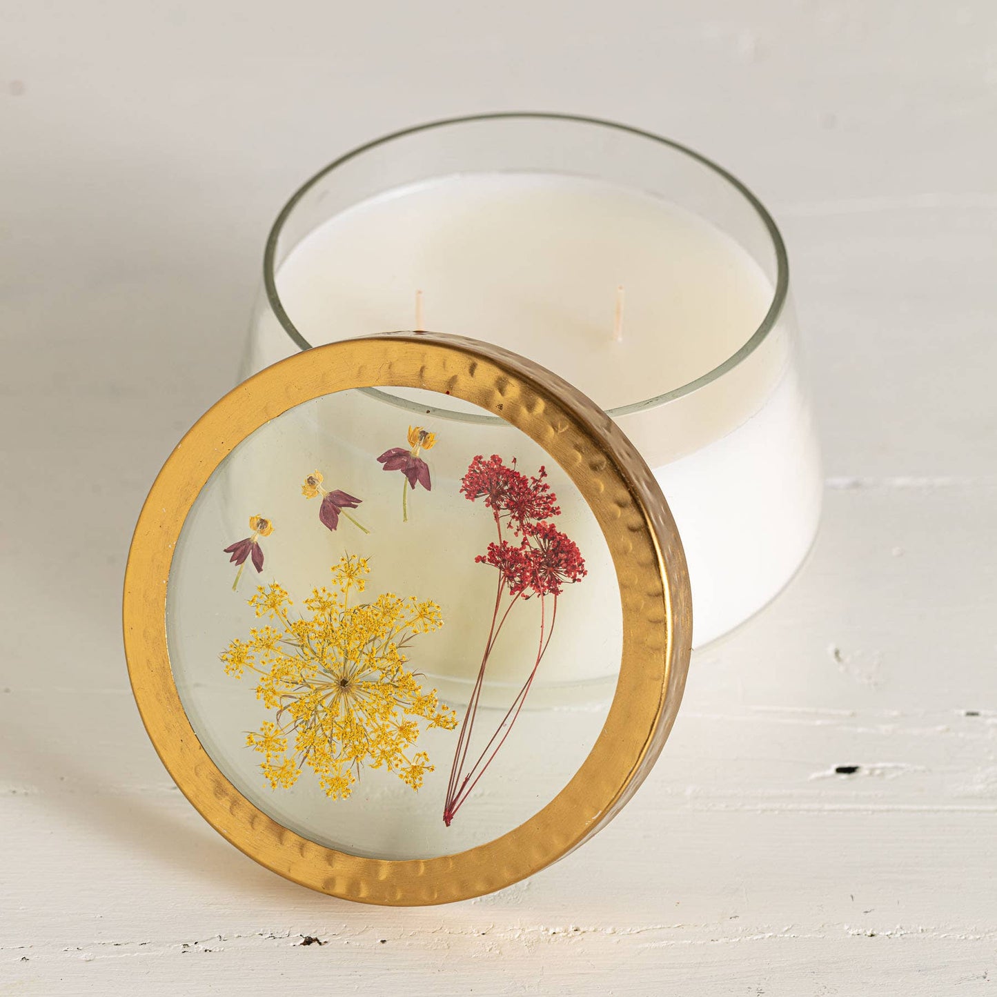 Spicy Apple Large Pressed Floral Candle