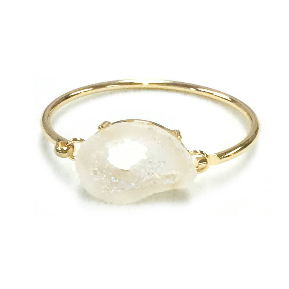 Large Resin Druzy Pendant with Wire Cuff Bracelet Bangle