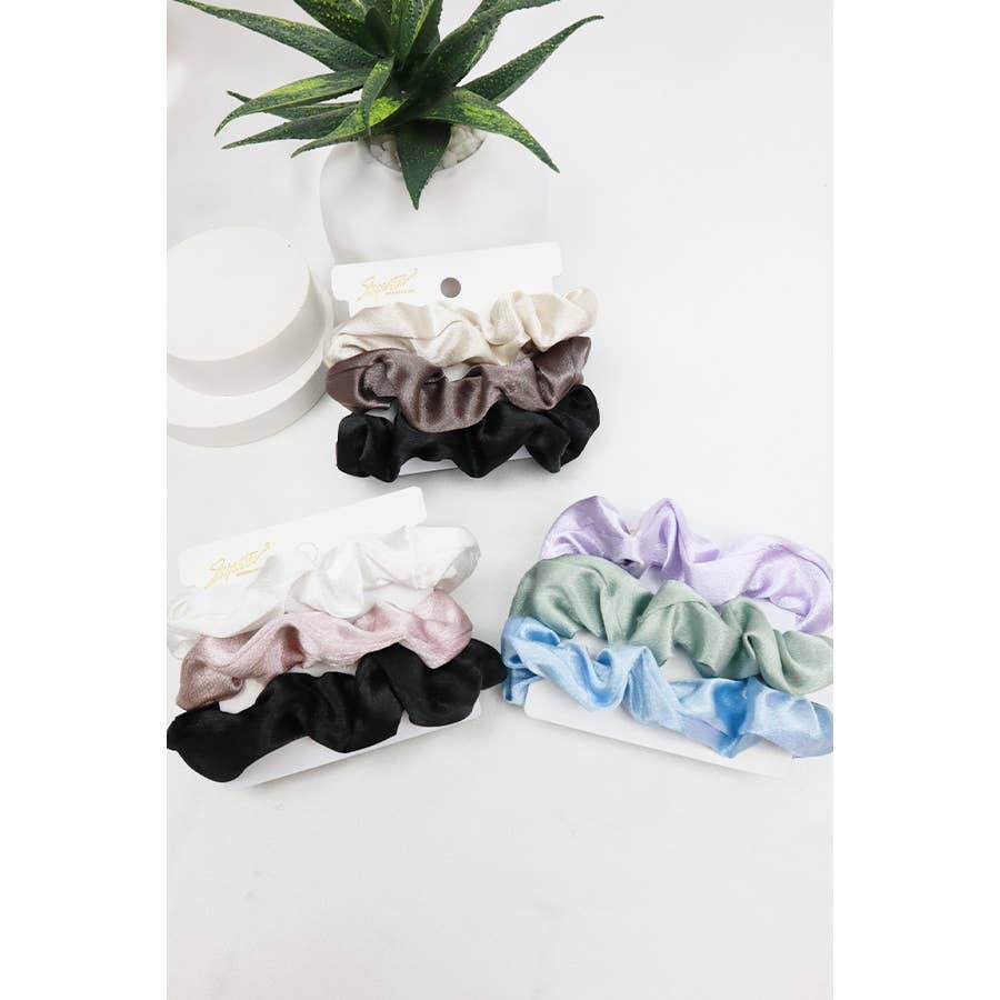 Mystical Garden 3-Pcs Shiny Scrunchie Set of Colors