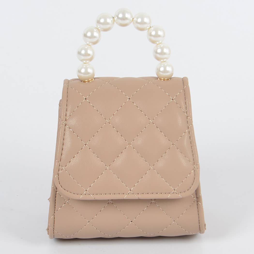 Quilted Mini Clutch With Pearl Handle