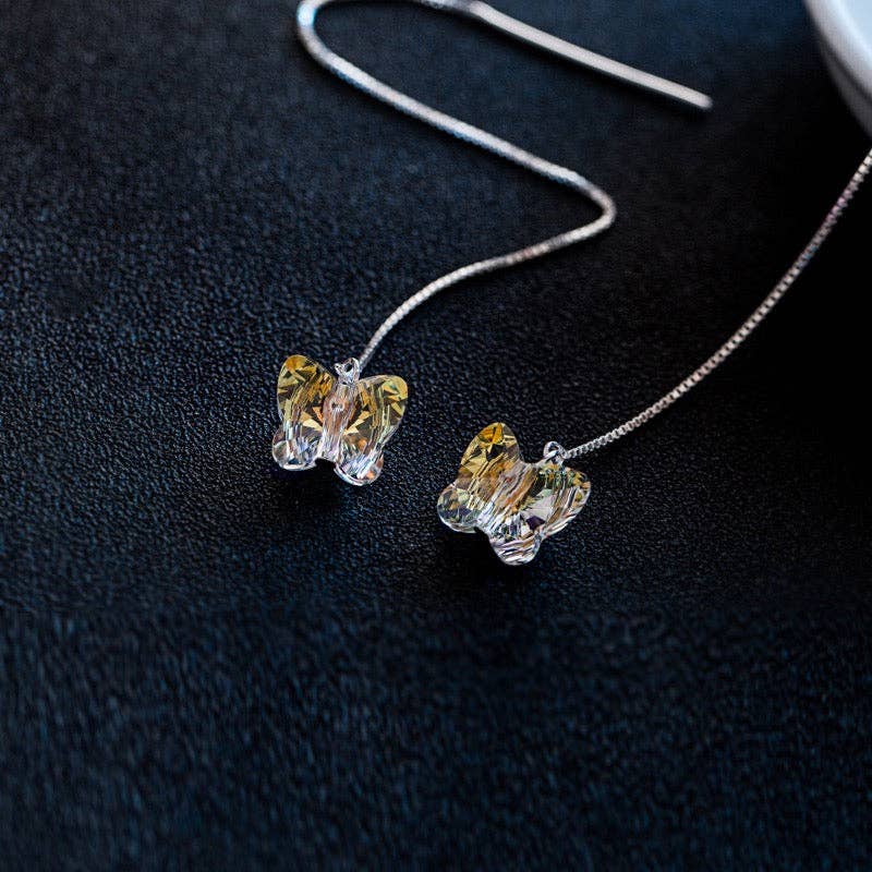 Crystal Glaze Butterfly 13mm Threader Earrings