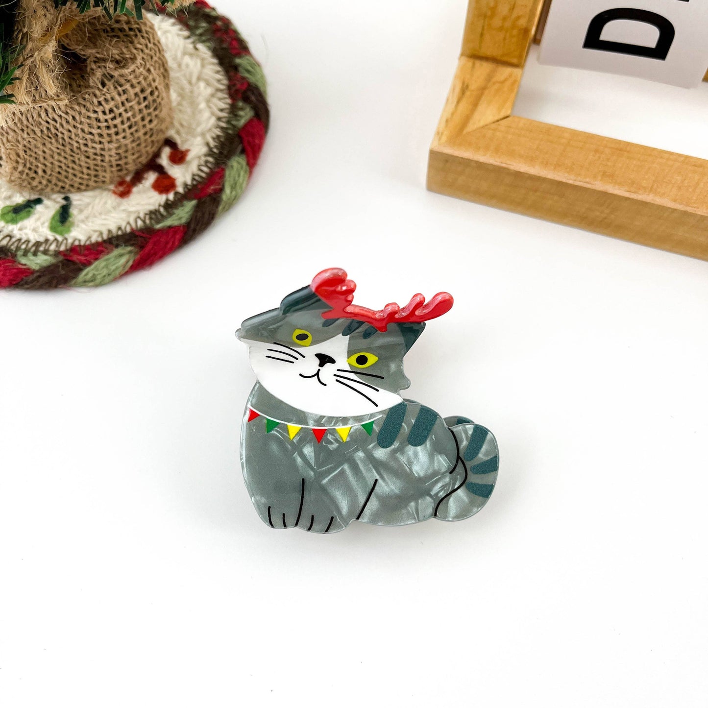 Winter Scarf Animal Acrylic Printed Christmas Hair Claw Clip