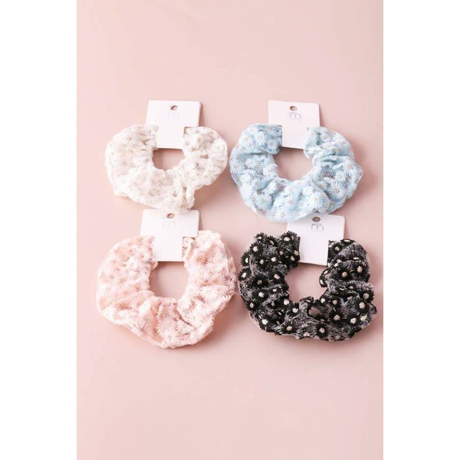 Floral Embroidered Scrunchie
