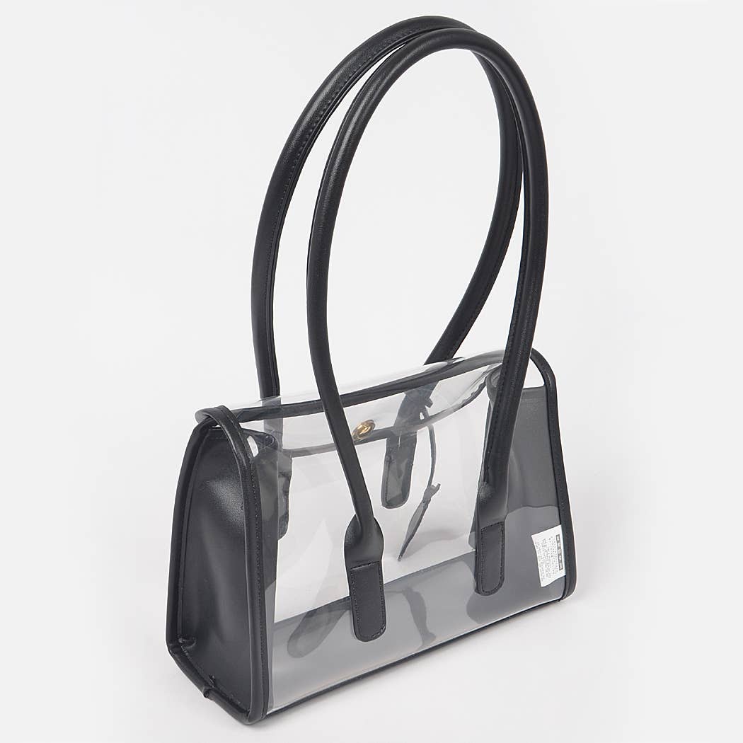Aetherveil Clear Tote | Faux Leather Trimed Clear Bag