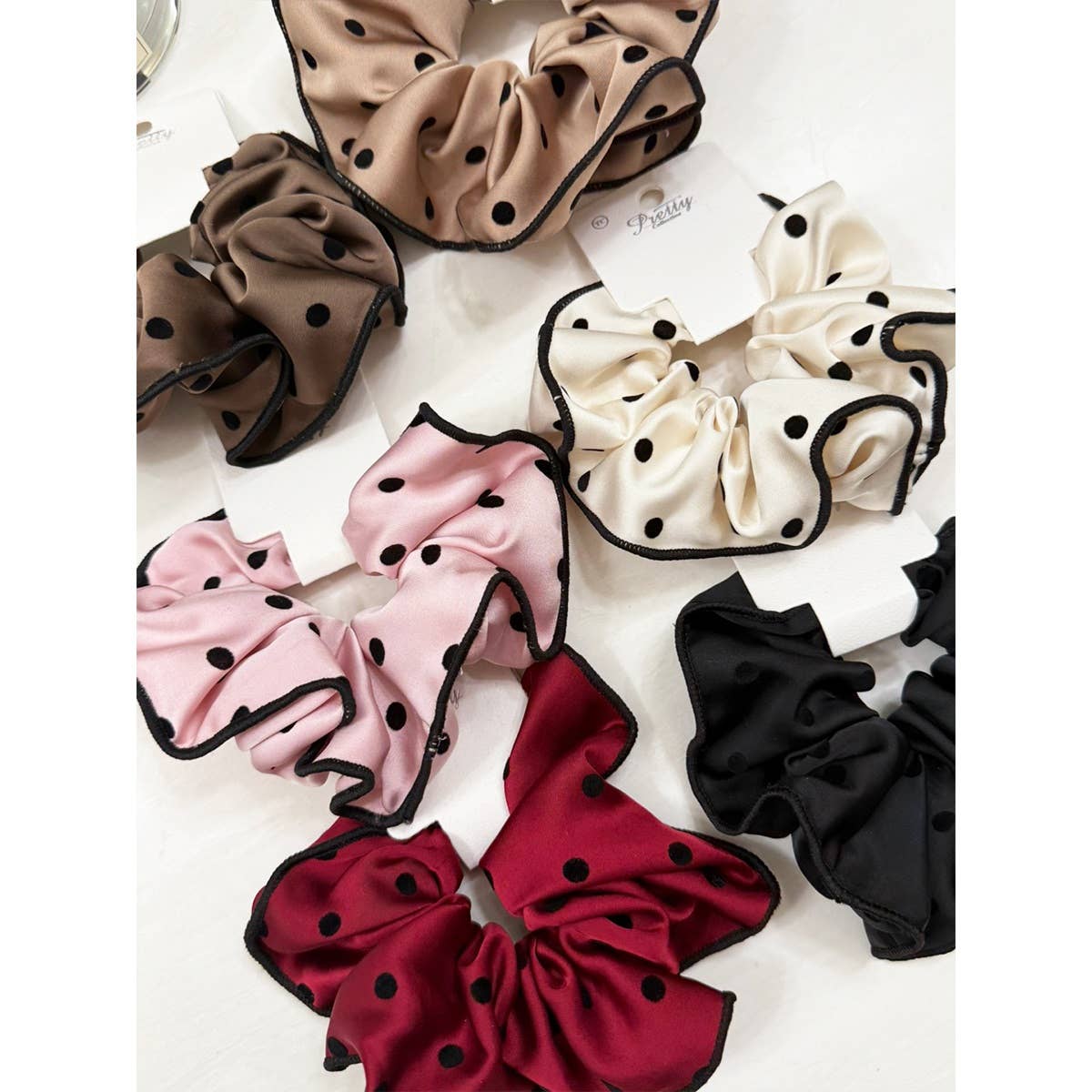 Polkadot Satin Scrunchies
