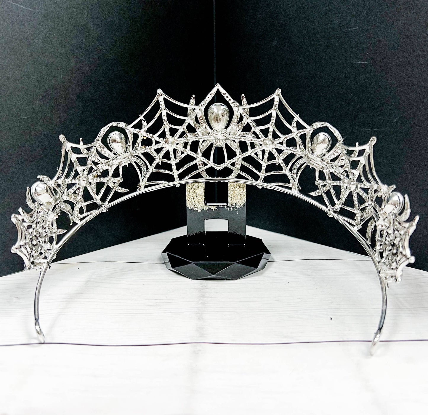 Gothic Wedding crown, Silver spider crown, Halloween crown