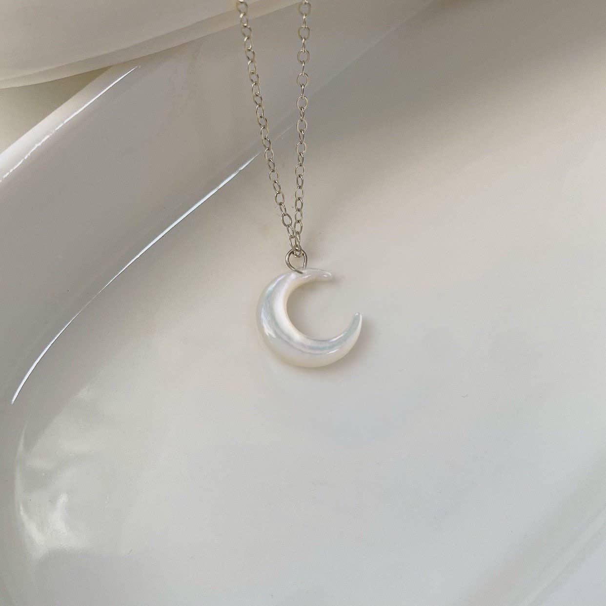 Mother of Pearl Moon Necklace 16-18 inches