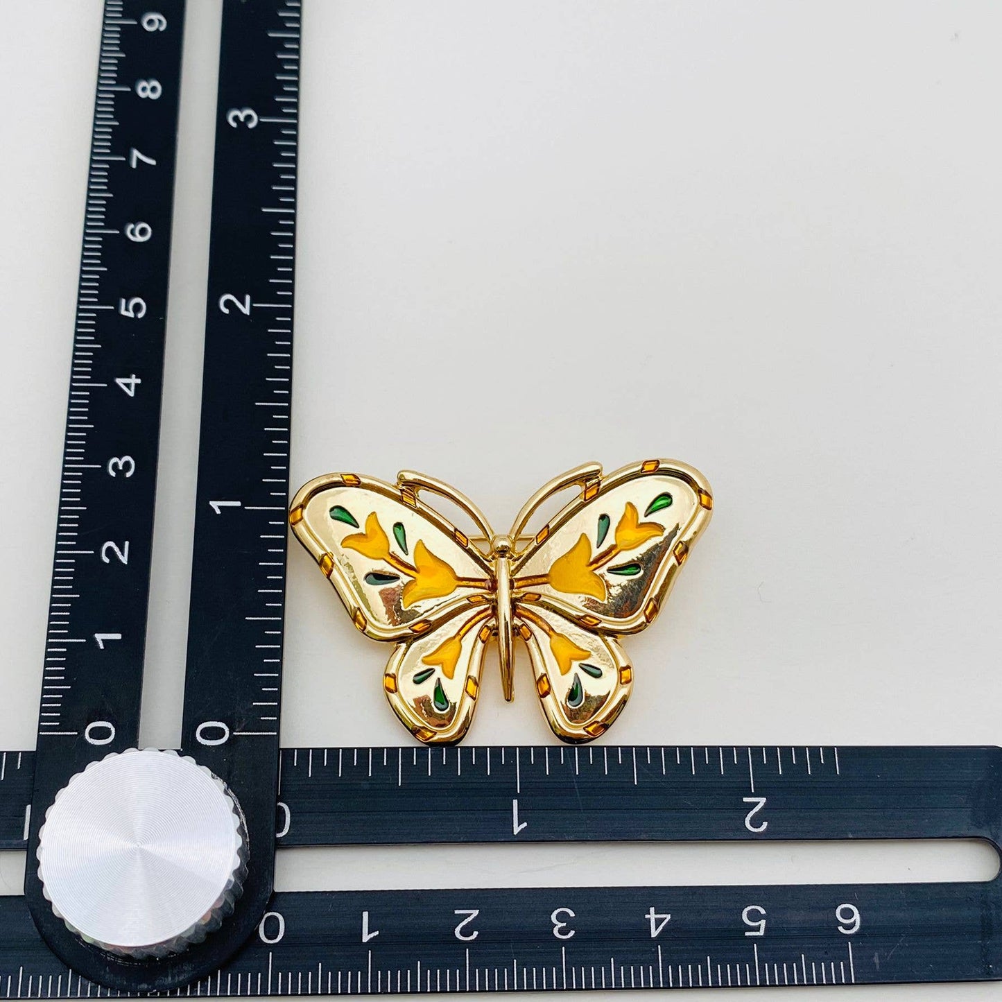 Colored Enamel Golden Butterfly Brooch