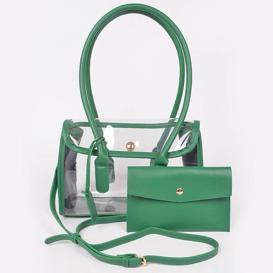 Aetherveil Clear Tote | Faux Leather Trimed Clear Bag