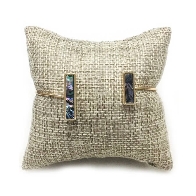Semi Precious Stone Brass Wire Open Cuff Bracelet Bangle