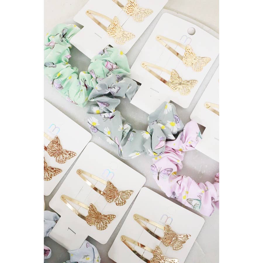 Whimsical Butterfly Scrunchie and Clip Set of Six