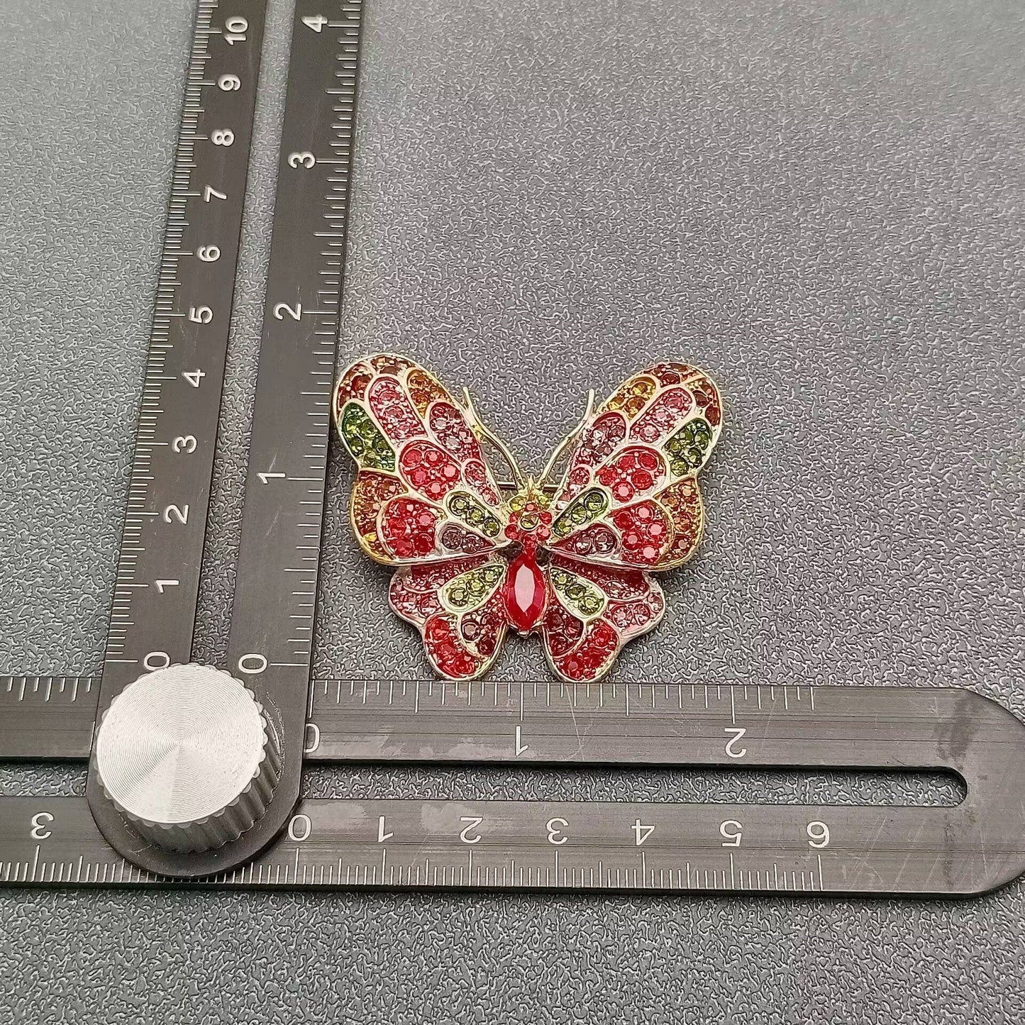 Colored Rhinestone Butterfly Brooch