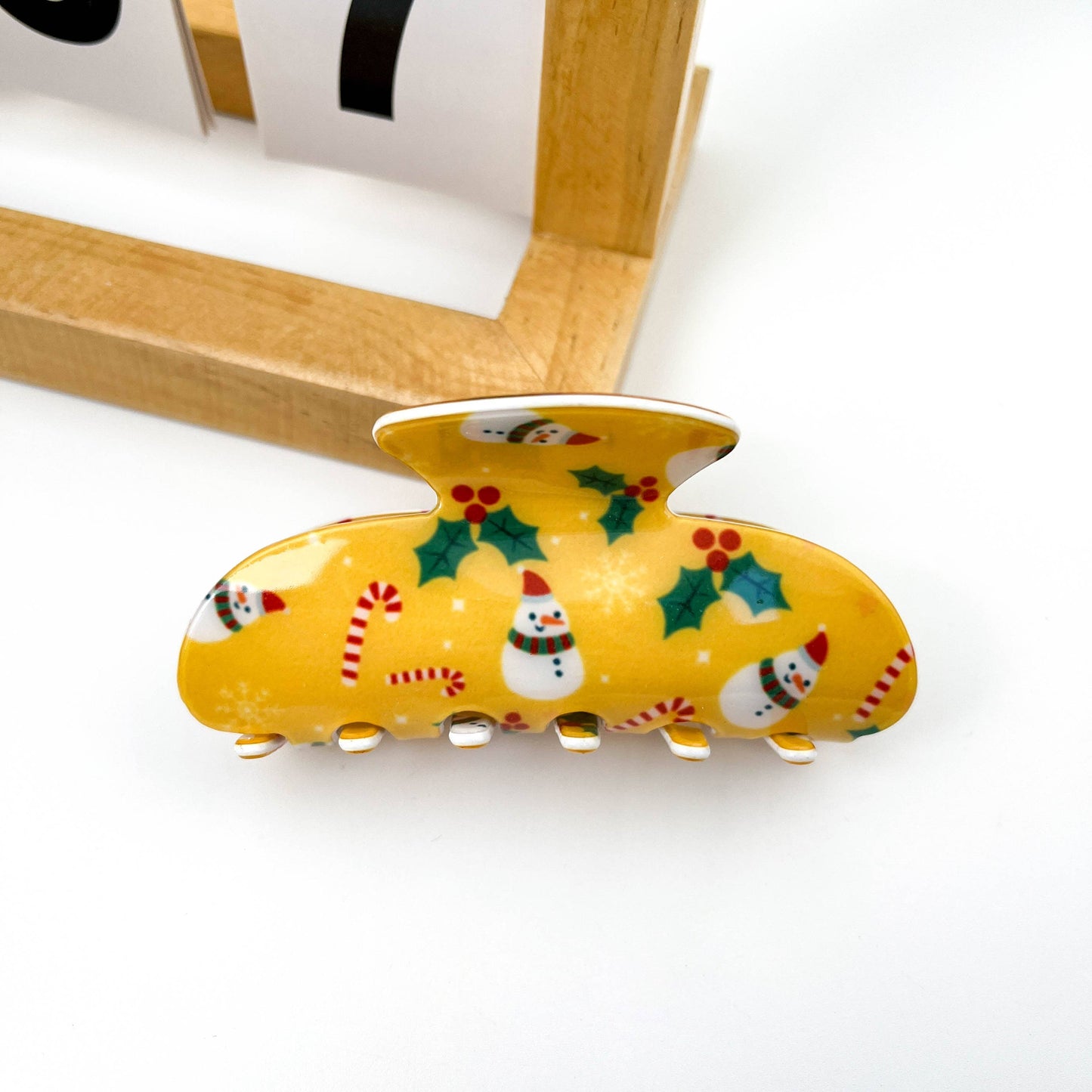 Christmas Printed Geometric Hair Claw Clip