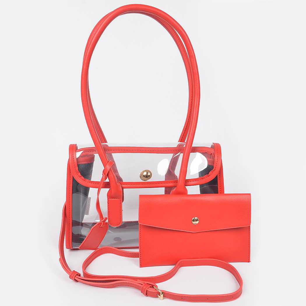 Aetherveil Clear Tote | Faux Leather Trimed Clear Bag