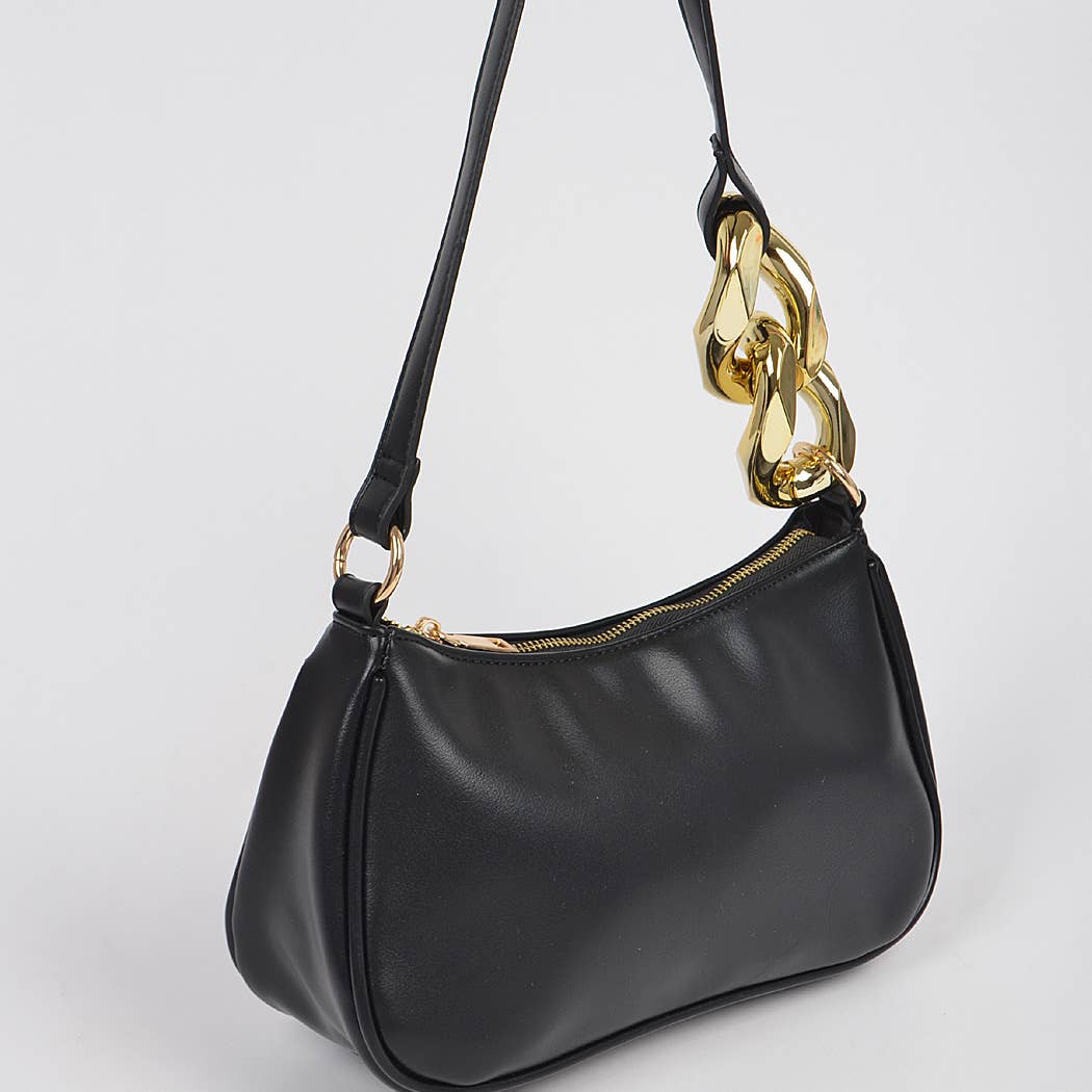 Mossglint Shoulder Bag | Faux Leather Simple Shoulder Bag