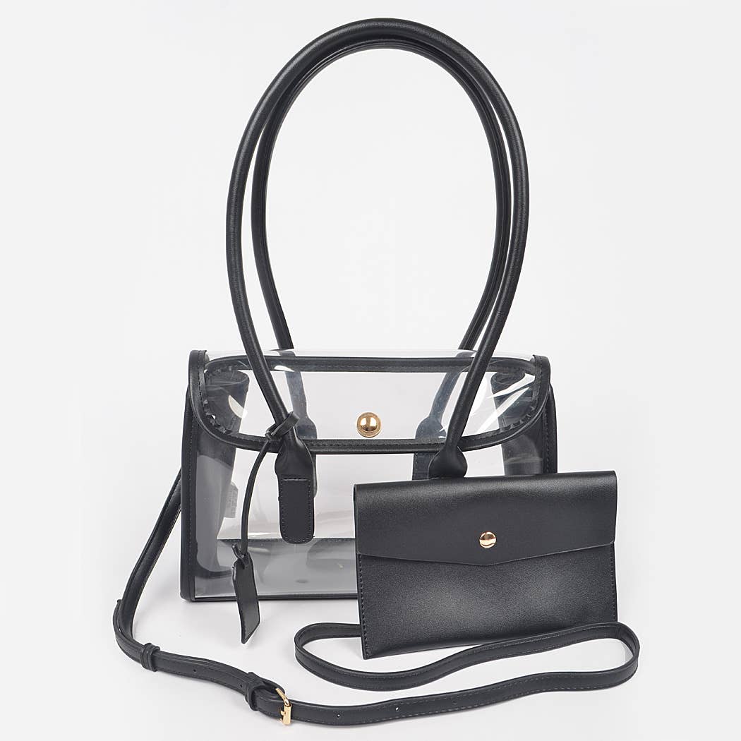 Aetherveil Clear Tote | Faux Leather Trimed Clear Bag
