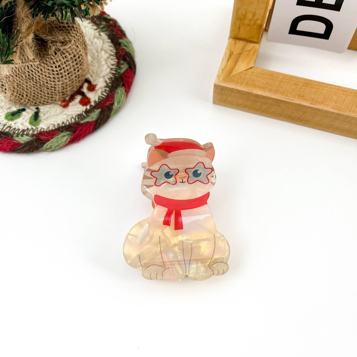 Winter Scarf Animal Acrylic Printed Christmas Hair Claw Clip