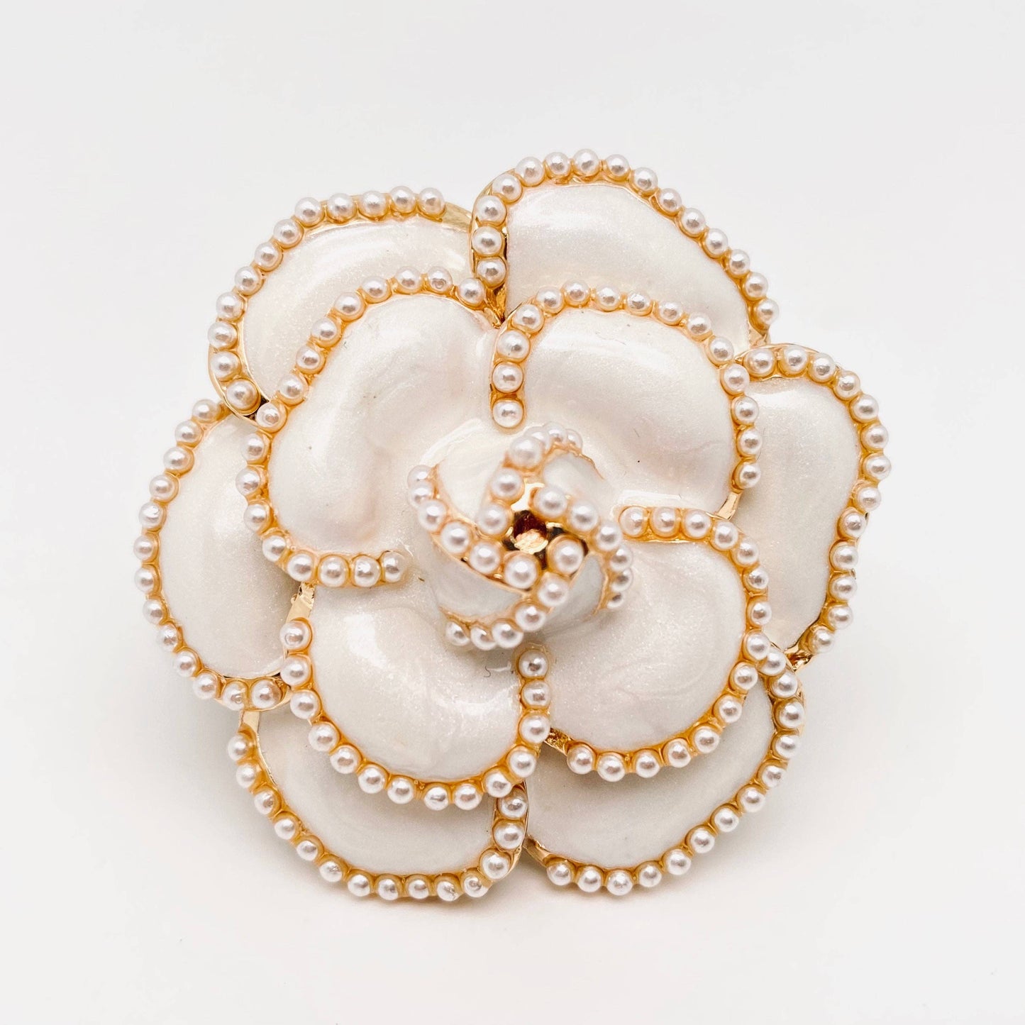 Camellia Pearl Enamel Brooch Cloth Pin