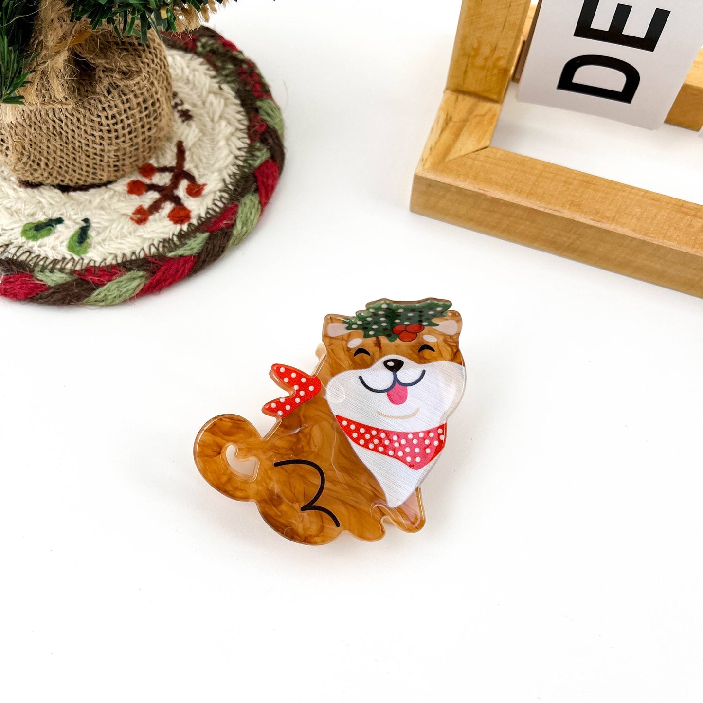 Winter Scarf Animal Acrylic Printed Christmas Hair Claw Clip