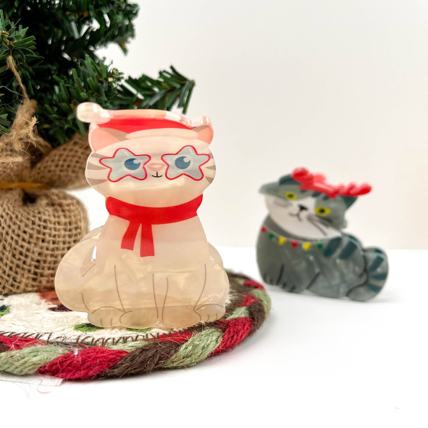 Winter Scarf Animal Acrylic Printed Christmas Hair Claw Clip