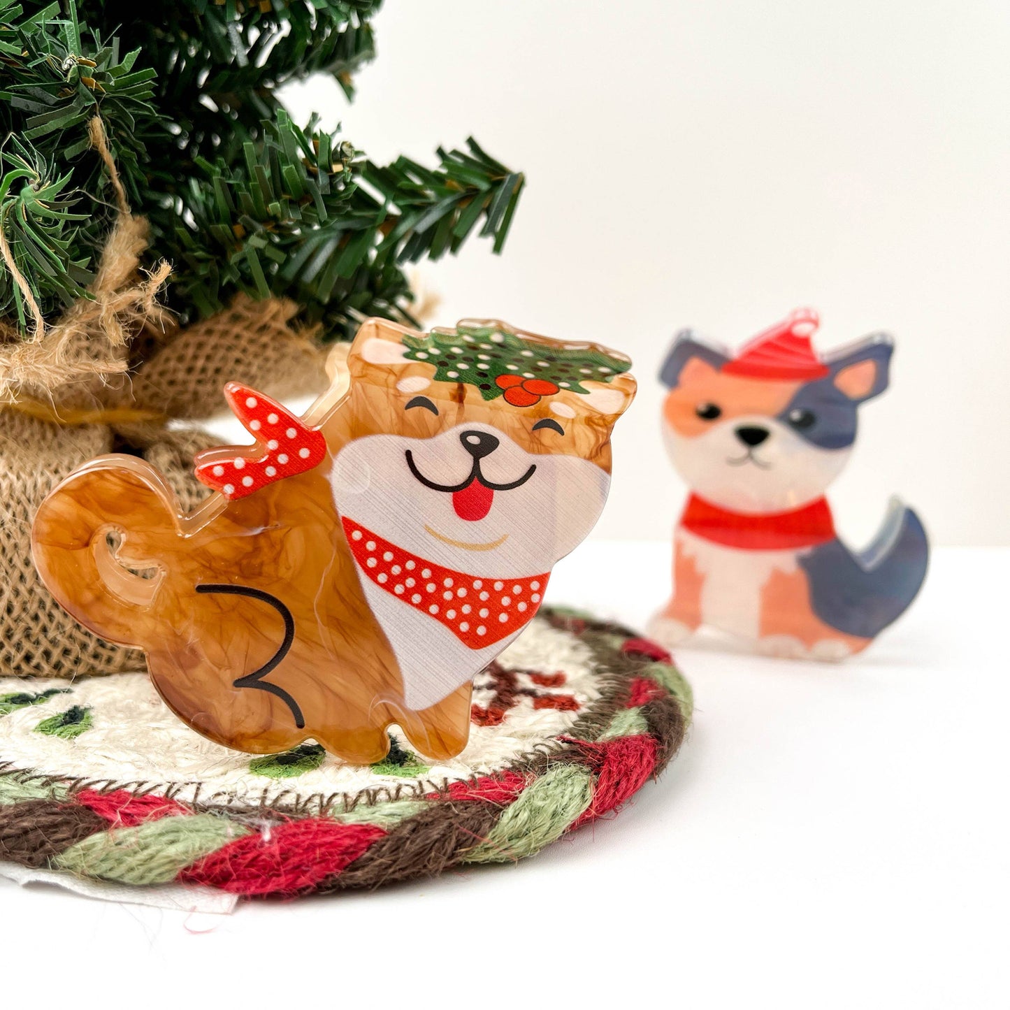 Winter Scarf Animal Acrylic Printed Christmas Hair Claw Clip