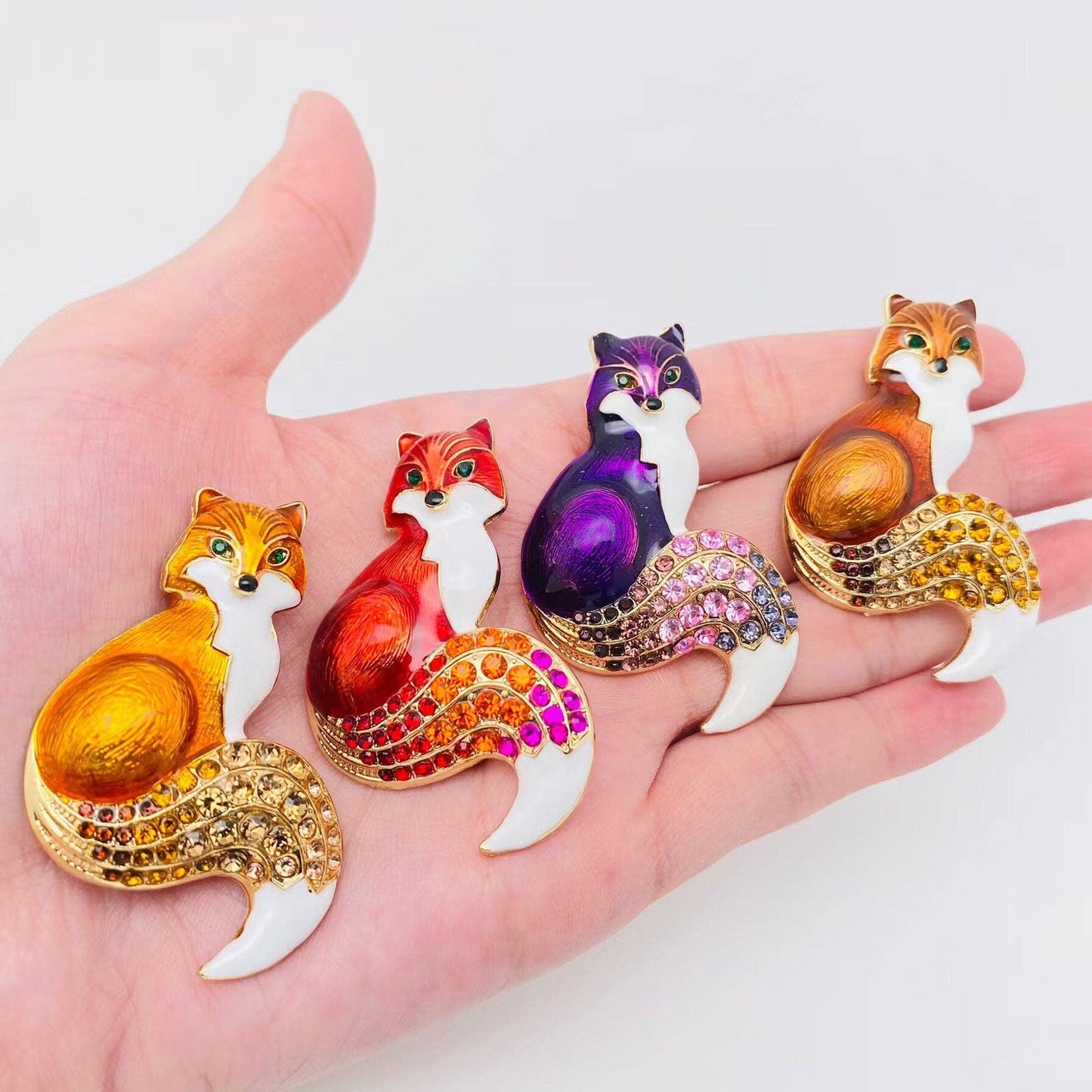 Color Enamel Fox Brooch Animal Pin
