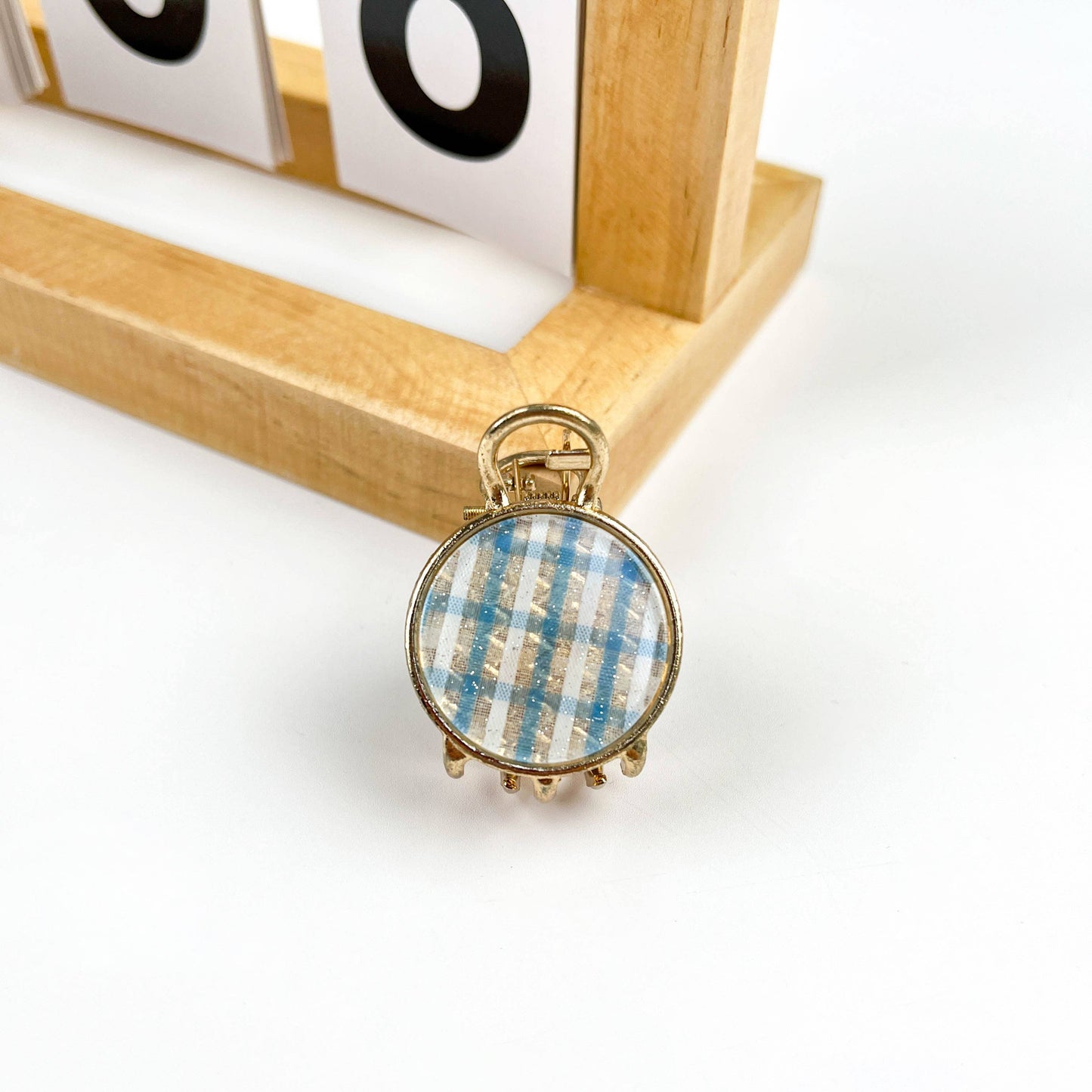 Checkerboard Round Mini Suitcase Hair Clip