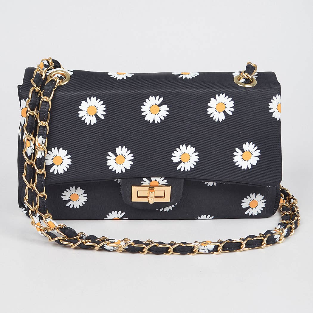 Quilted Flower Canvas Shoulder Bag