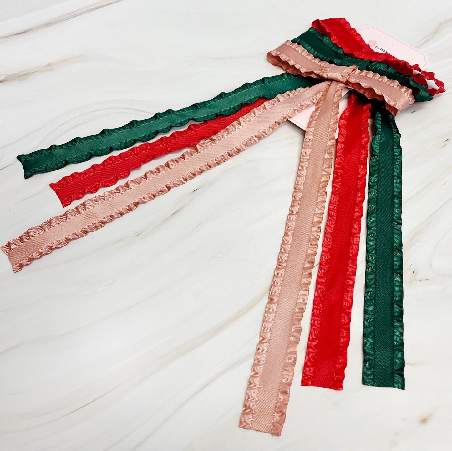 Slim Frilled Bow Hair Clip Set of 3