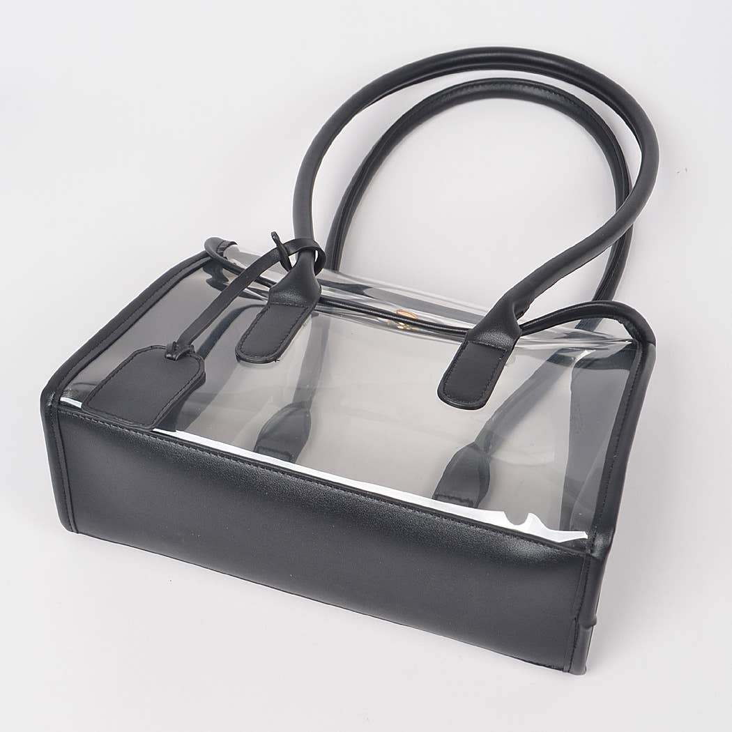 Aetherveil Clear Tote | Faux Leather Trimed Clear Bag